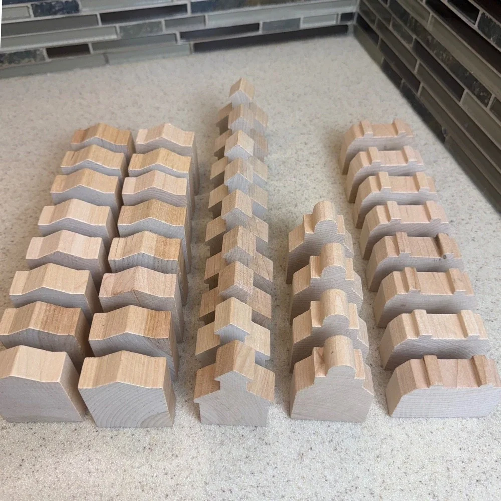 37pc Unfinished Wood Miniature Village Set DIY Crafts Houses Church Schoolhouse